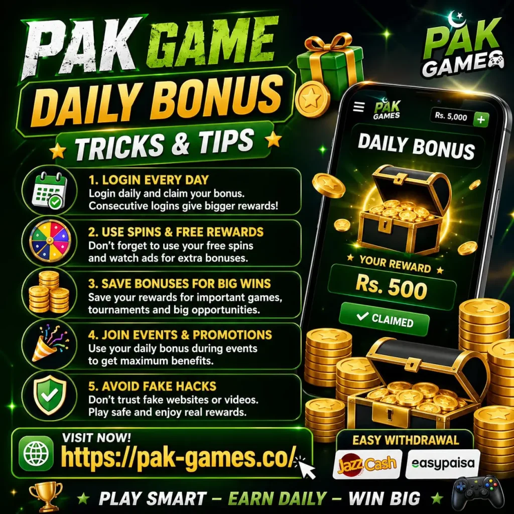 Pak Game Daily Bonus Tricks