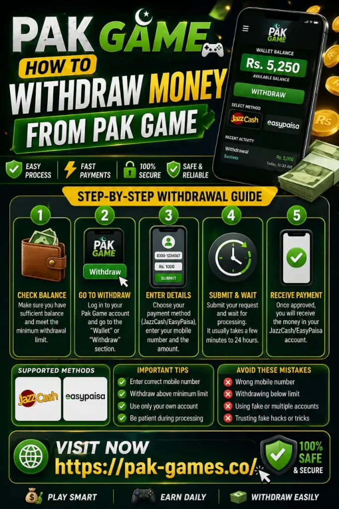 Withdraw Money from Pak Game